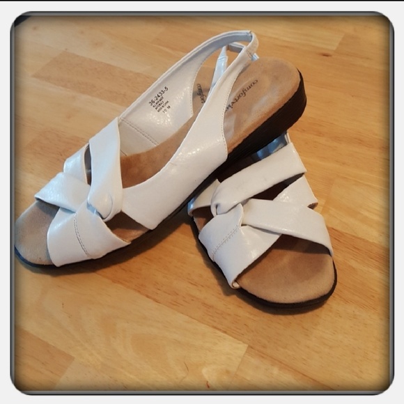 Woman Within | Shoes | Euc Womans White Sling Back Sandals Size M | Poshmark